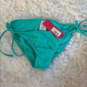 Turquoise side tie bikini bottoms